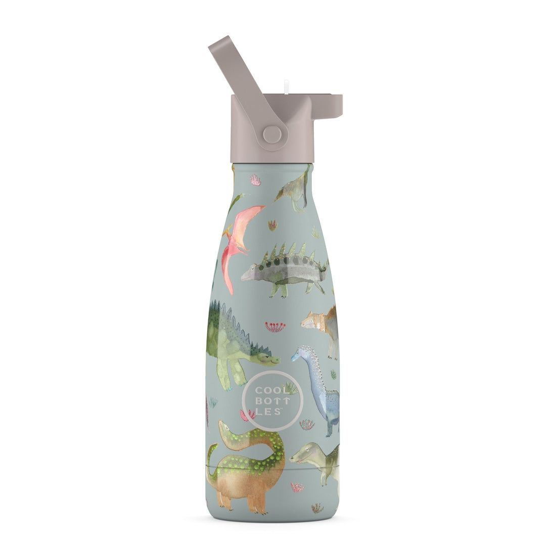 BOTELLA TÉRMICA COOL BOTTLES DINOSAURIOS 260 ML 36 H. FRÍO 18 H. CALIENTE ACERO INOXIDABLE CON TAPÓN Y PITORRO 