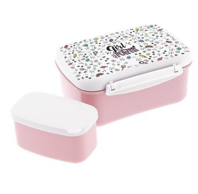 FIAMBRERA LUNCH BOX CHICAS ROSA CON TAPA REFRIGERANTE TUPPER CON CAJITA INTERIOR AUREA con enfriador 