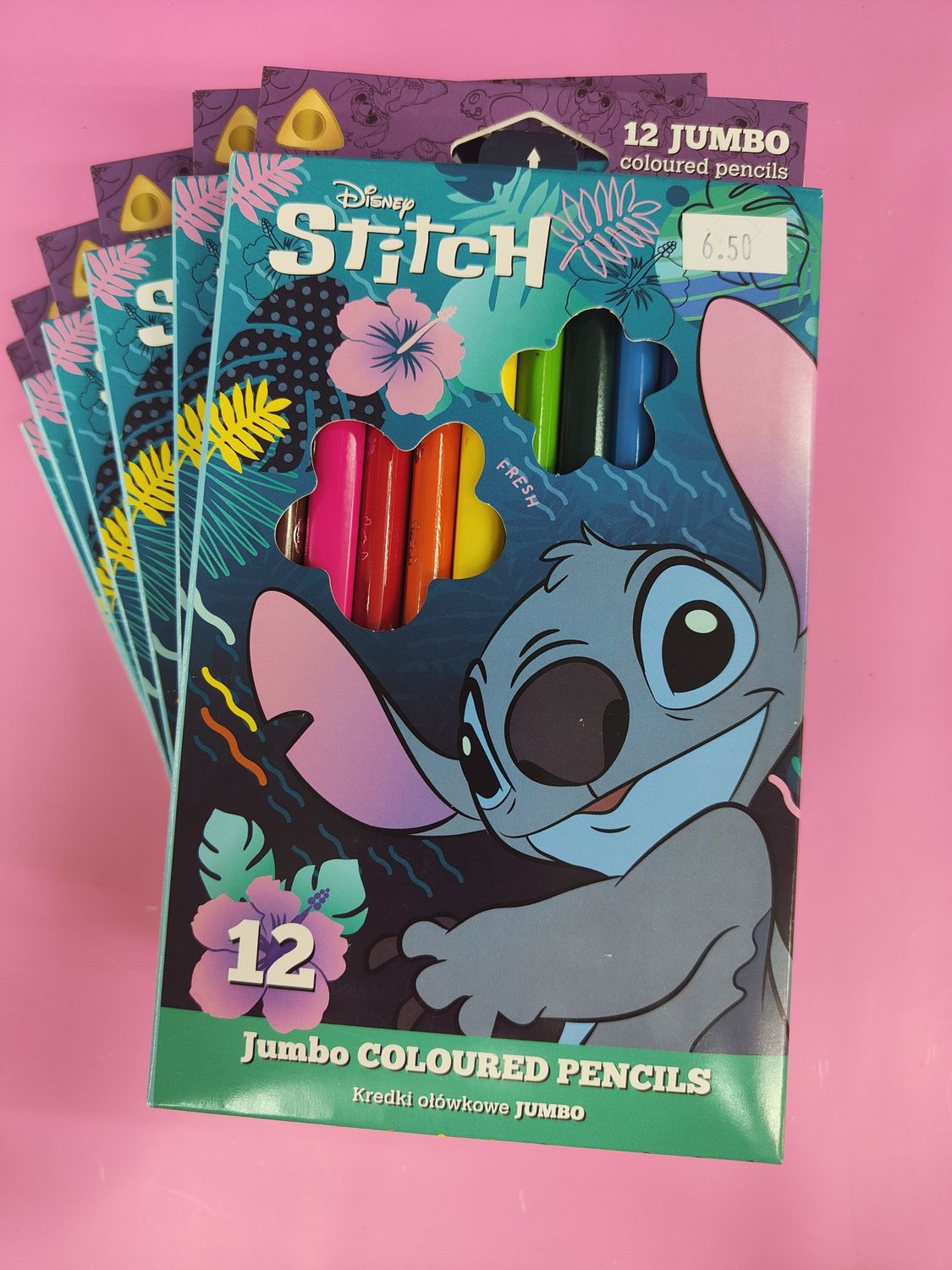 STITCH LÁPICES JUMBO 12 COLORES escolar 