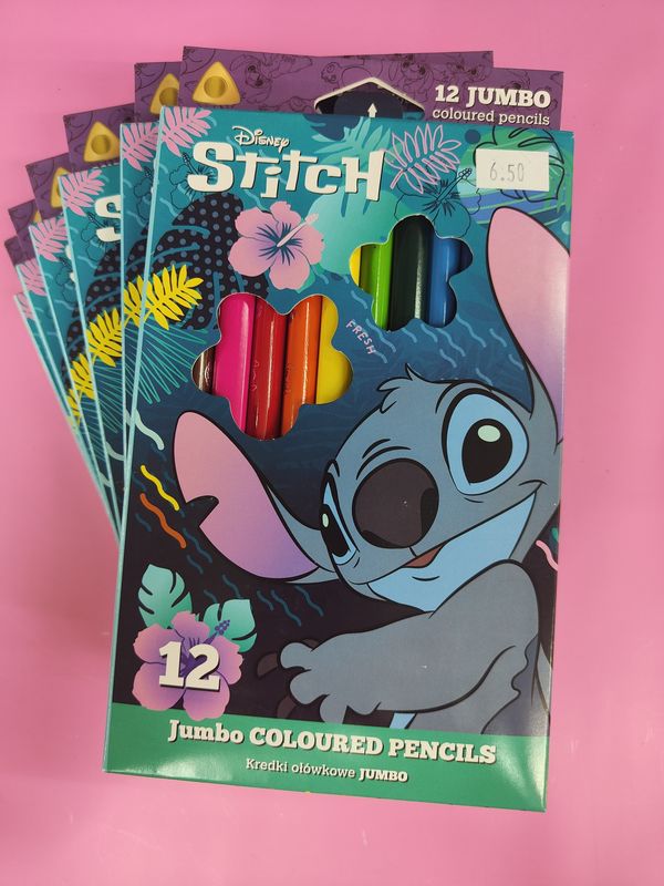 STITCH LÁPICES JUMBO 12 COLORES escolar 