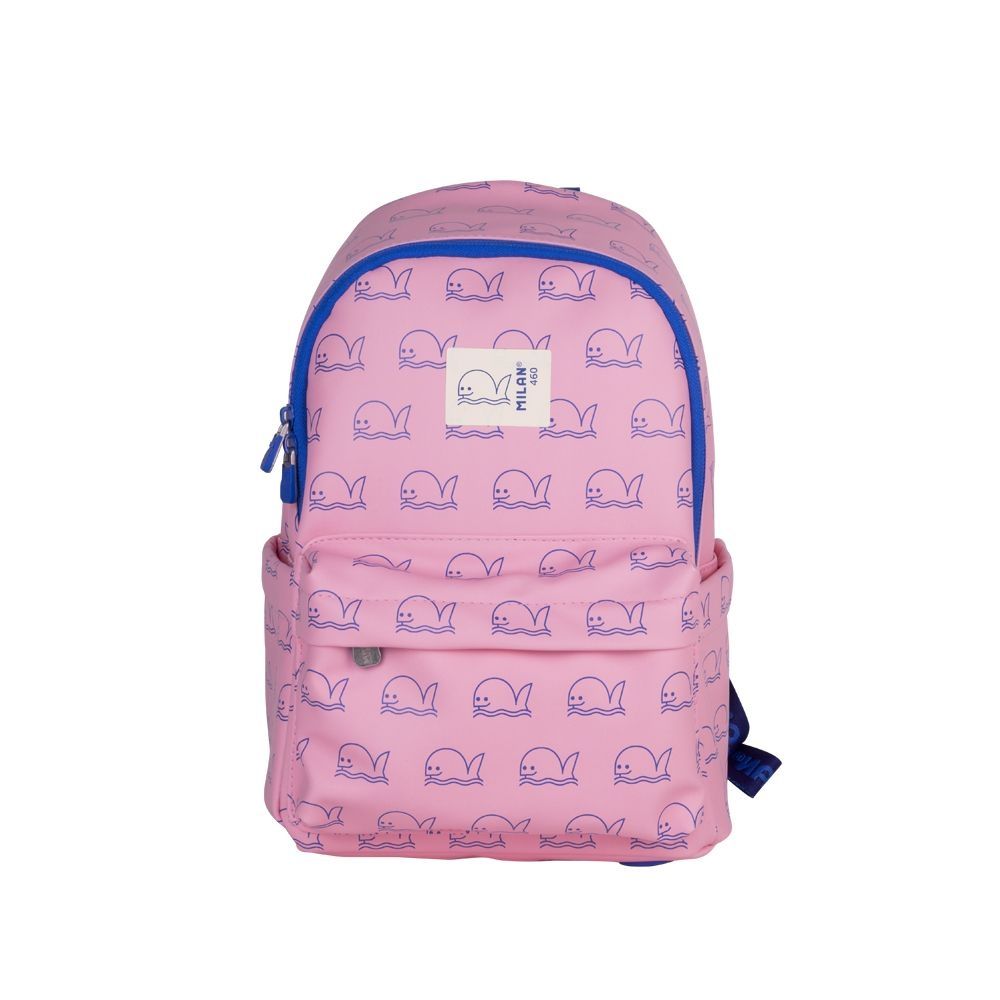 MOCHILA INFANTIL MILAN BALLENA ROSA CON CIERRE DELANTERO 