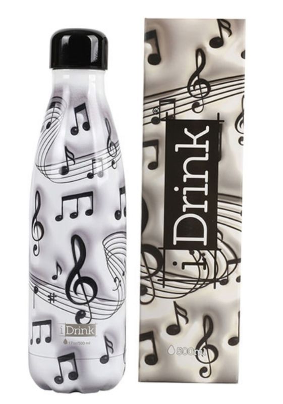 BOTELLA TÉRMICA MÚSICA I DRINK MUSIC 3D 500ml ACERO INOXIDABLE NOTAS MUSICALES 