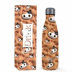 BOTELLA TÉRMICA GATO NARANJA I DRINK 500ML ACERO INOXIDABLE 