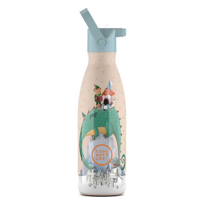 BOTELLA TÉRMICA DRAGONES Y CUENTOS 350 ML COOL BOTTLES INFANTIL CON TAPÓN Y PITORRO DRAGON SANT JORDI DREAMS