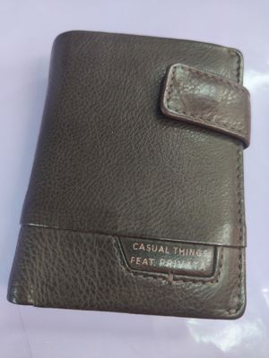 BILLETERO HOMBRE PRIVATA PIEL MARRÓN CARTERA CABALLERO CON BROCHE Y MONEDERO EXTERIOR 