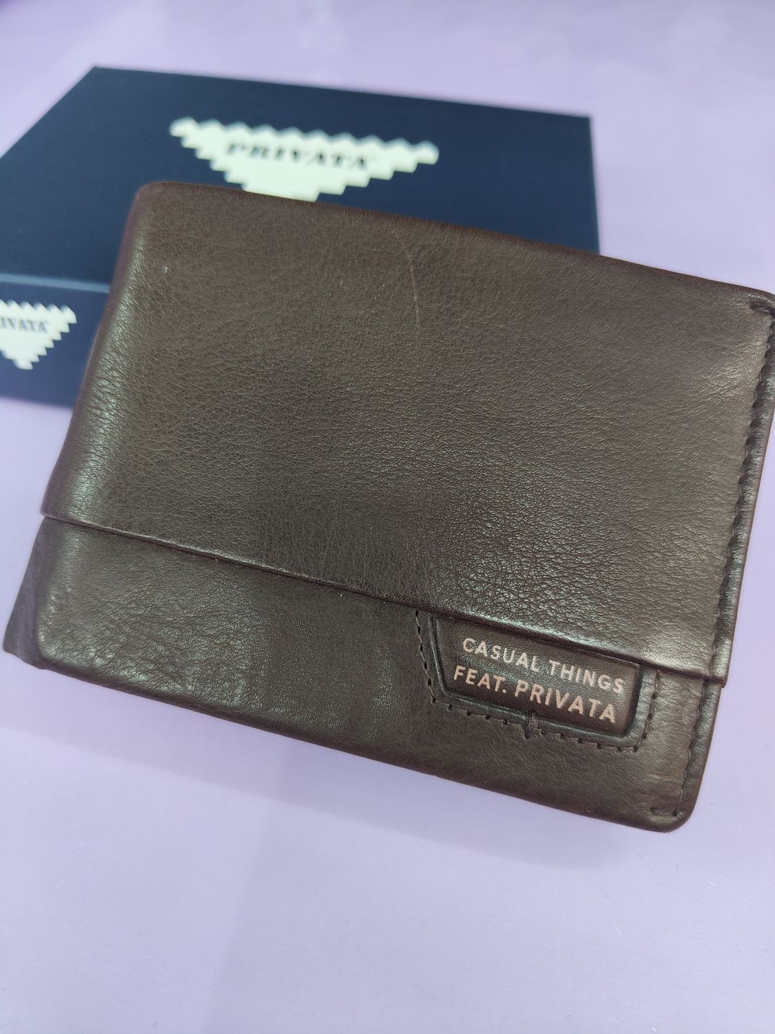 BILLETERO HOMBRE PRIVATA PIEL MARRÓN CARTERA APAISADA AMERICANA 