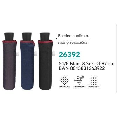 PARAGUAS HOMBRE MANUAL LISO CON RIBETE PERLETTI 
