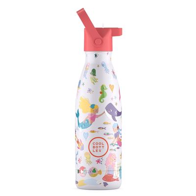 BOTELLA TÉRMICA COOL BOTTLES  SIRENAS 350ml ACERO INOXIDABLE CON TAPÓN Y PITORRO SIRENITA 