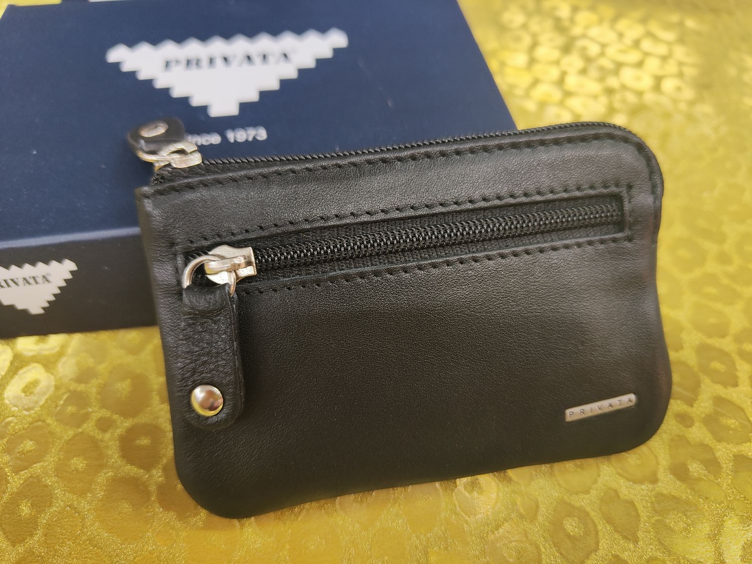 PORTAMONEDAS PIEL PRIVATA MONEDERO NEGRO 