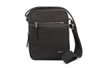 BOLSO BANDOLERA HOMBRE PRIVATA GRANDE NYLON doble cremallera NEGRA 