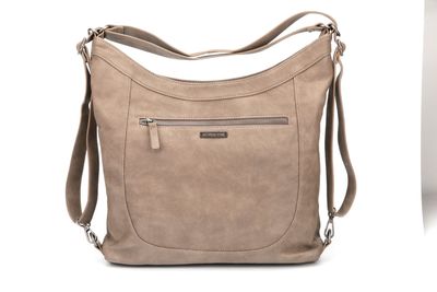 REBAJAS OUTLET BOLSO MOCHILA MUJER STAMP ECO PIEL TAUPE 