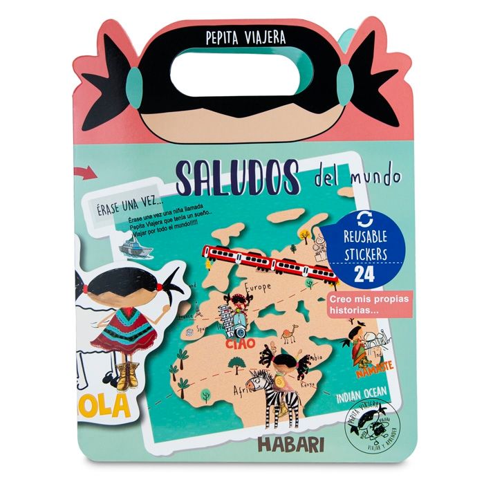 LIBRO STICKERS SALUDOS DEL MUNDO PEPITA VIAJERA EDUCATIVO CUENTO ACTIVIDADES PEGATINAS 