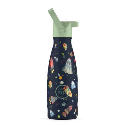 BOTELLA TÉRMICA 260ML ESPACIO COHETES COOL BOTTLES ACERO INOXIDABLE 36 horas FRÍO CON PITORRO Y TAPÓN 