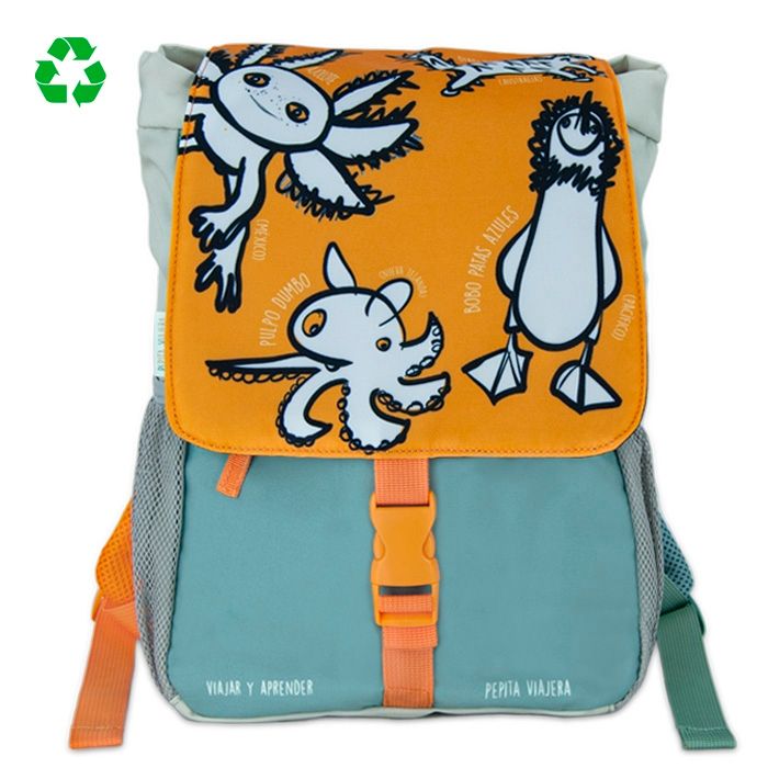 MOCHILA PRIMARIA PIZARRA ANIMALES RAROS PEPITA VIAJERA 