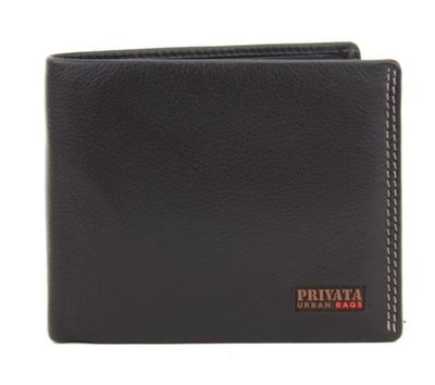 BILLETERA HOMBRE PIEL PRIVATA  CARTERA APAISADA GRANDE MARRÓN CON PORTAMONEDAS