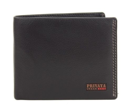 BILLETERA HOMBRE PIEL PRIVATA  CARTERA APAISADA GRANDE MARRÓN CON PORTAMONEDAS