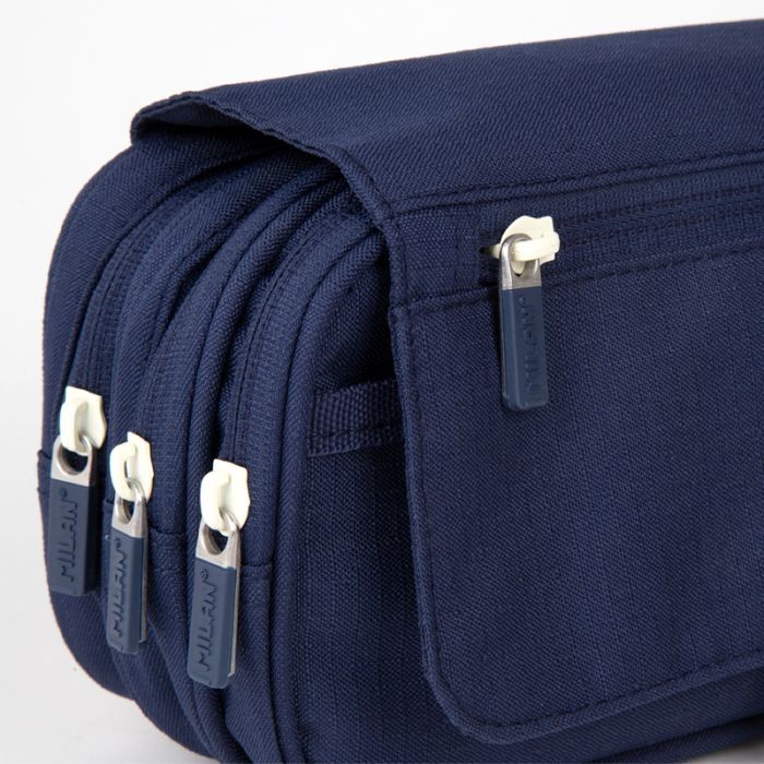 ESTUCHE PORTATODO MILAN 4 CREMALLERAS CON SOLAPA AZUL 