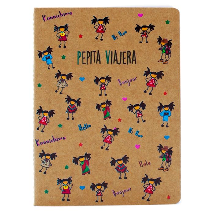 CUADERNO LIBRETA A5 KRAFT PEPITAS DEL MUNDO PEPITA VIAJERA 
