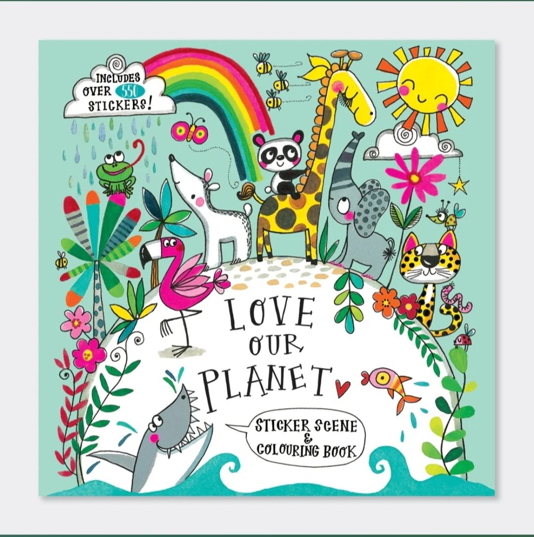 LIBRO ACTIVIDADES PEGATINAS Y COLOREAR SALVAR EL PLANETA RACHEL ELLEN CUENTO DE PINTAR CON ADHESIVOS 