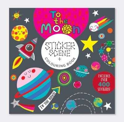LIBRO ACTIVIDADES PEGATINAS Y COLOREAR ESPACIO RACHEL ELLEN CUENTO DE PINTAR CON ADHESIVOS TO THE MOON 