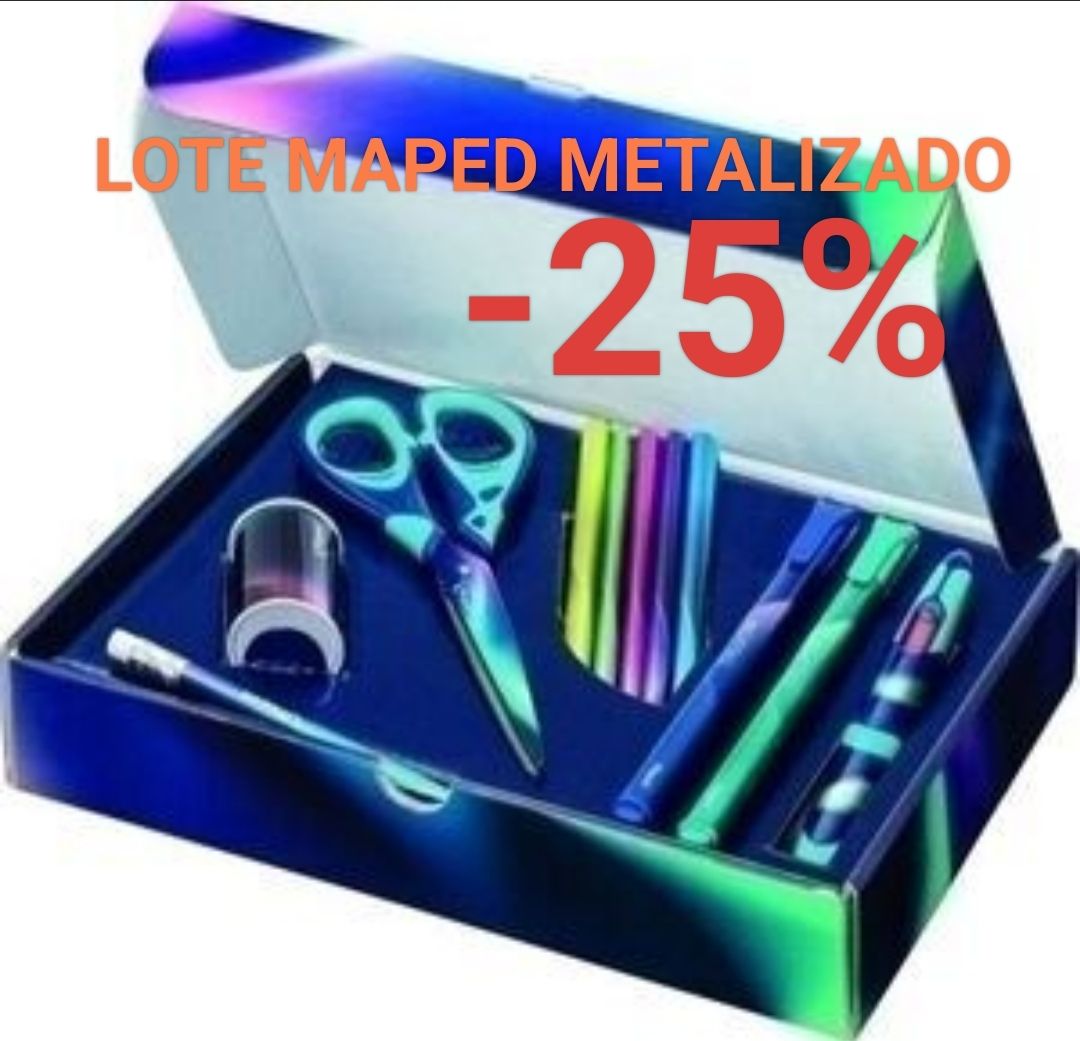 REBAJAS OUTLET PACK REGALO MAPED LOTE METÁLICO papelería surtido 