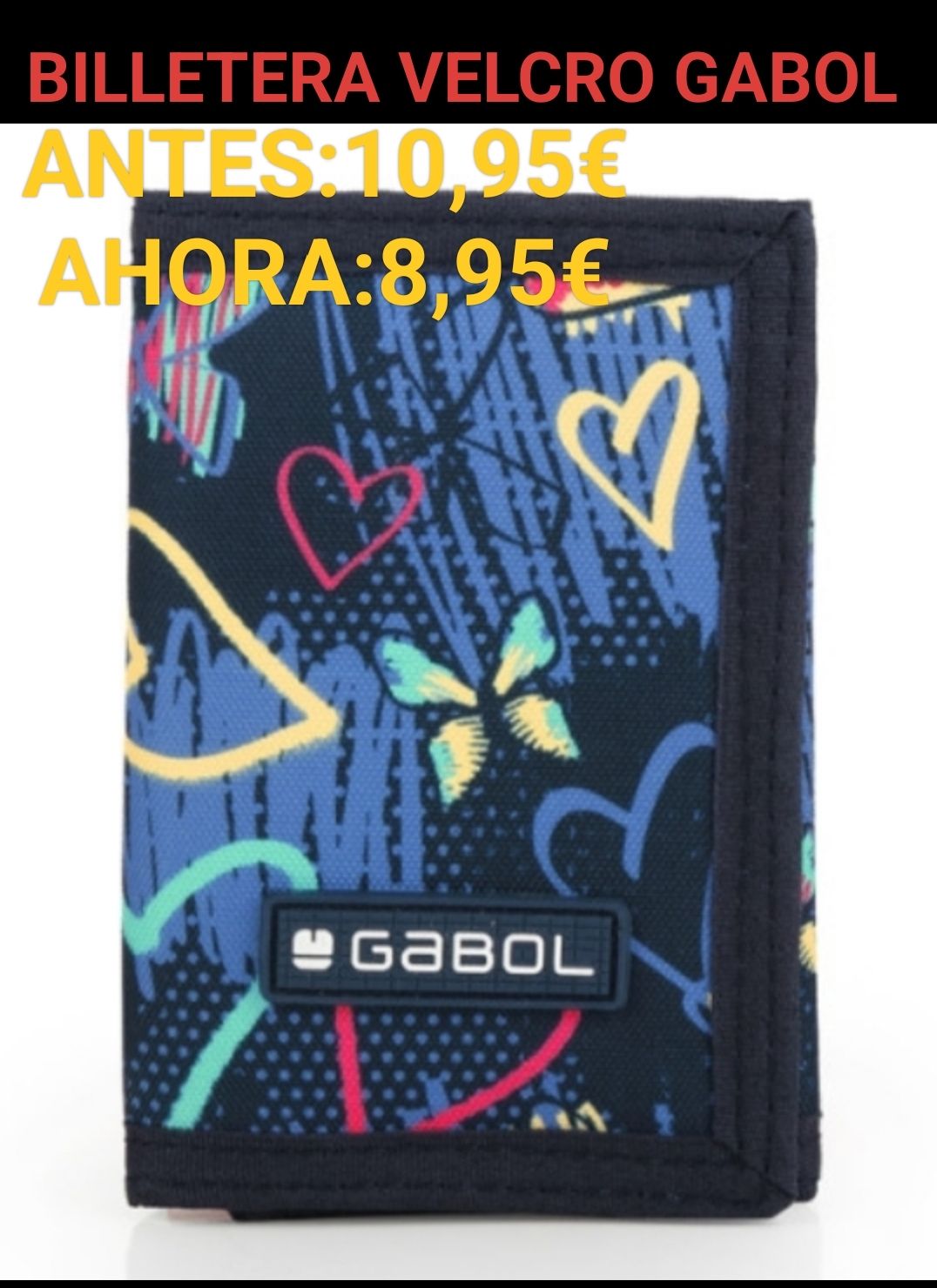 REBAJAS OUTLET BILLETERO JUVENIL VELCRO GABOL TIZAS CORAZONES