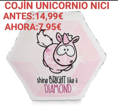 REBAJAS OUTLET COJIN PELUCHE UNICORNIO NICI FORMA DIAMANTE