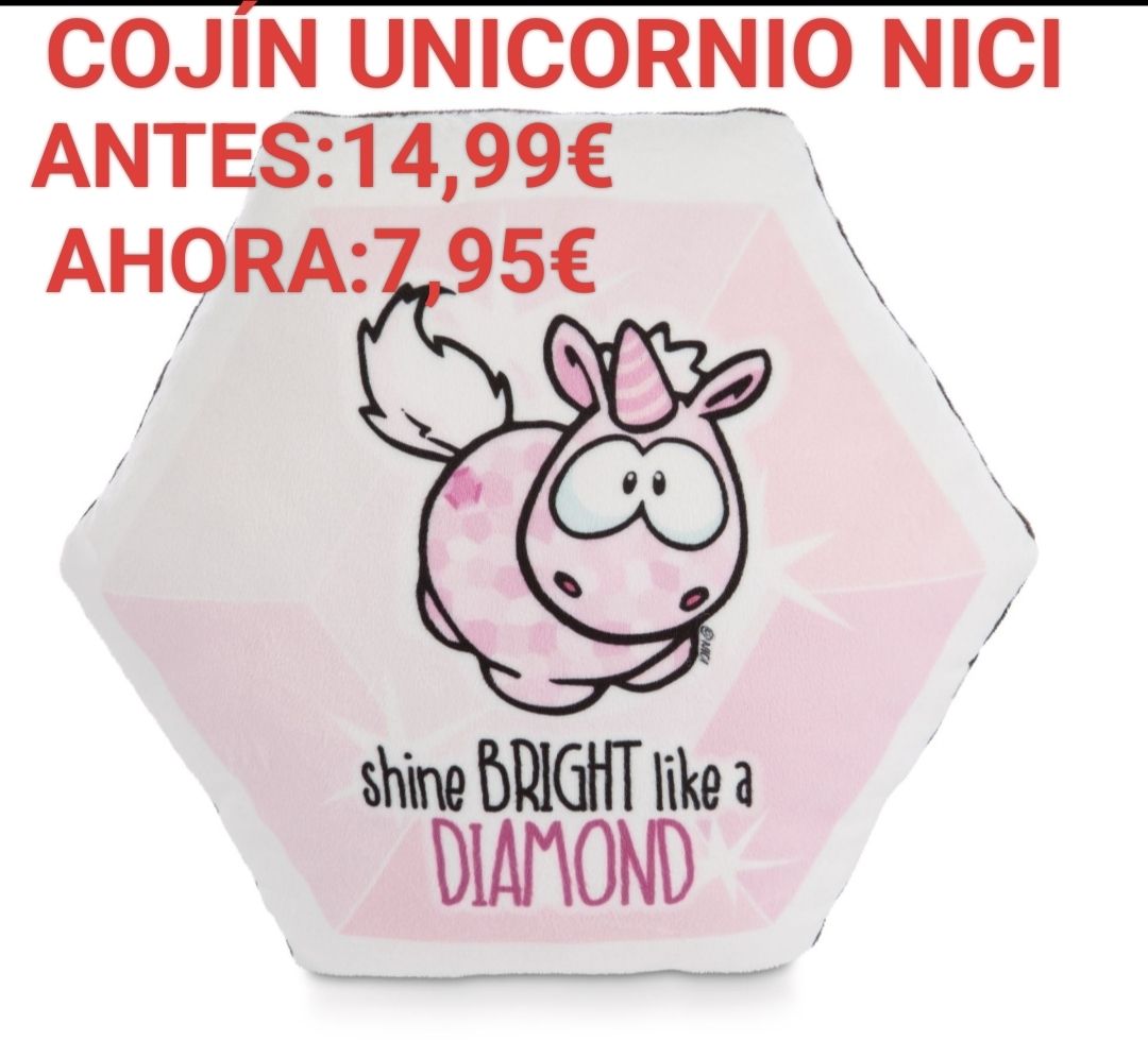 REBAJAS OUTLET COJIN PELUCHE UNICORNIO NICI FORMA DIAMANTE
