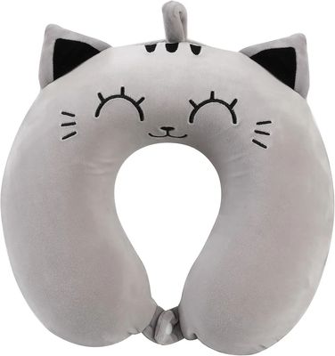 COJÍN CERVICAL GATO GRIS ALMOHADA DE VIAJE CUELLO SQUISHY I TOTAL 