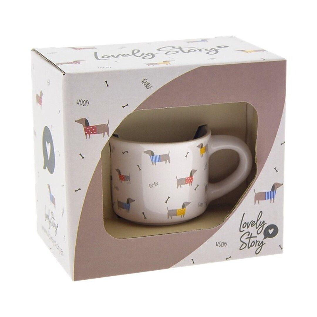 TAZA MINI PERROS LOVELY STORY GUAU BLANCA 