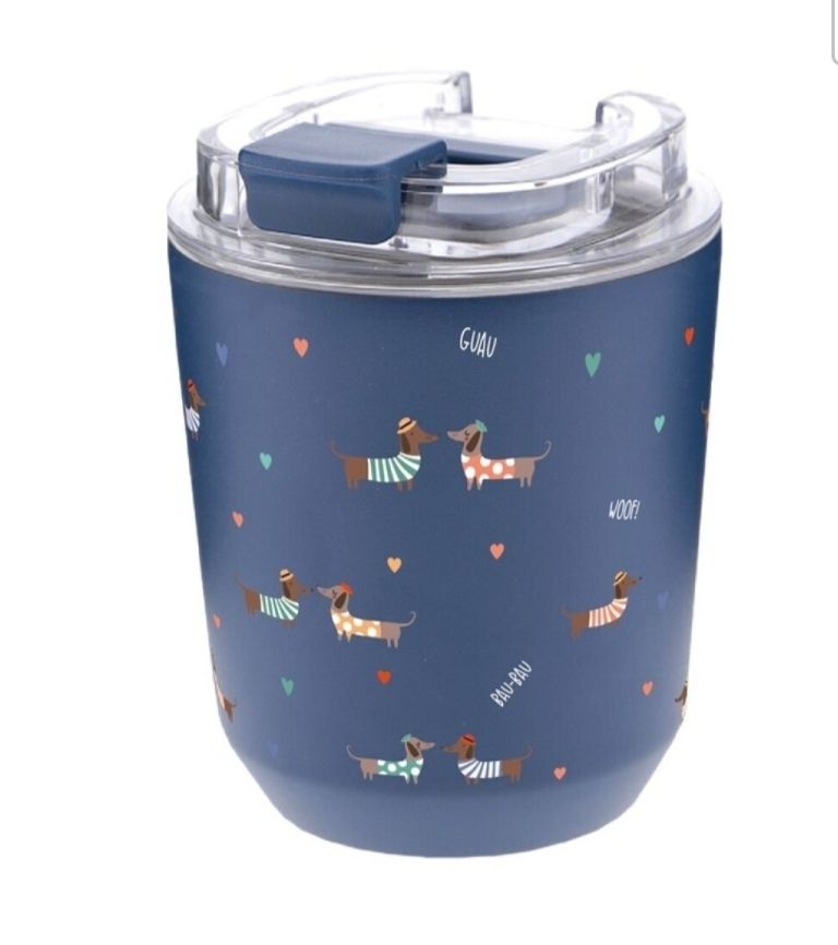 VASO TAZA TÉRMICA PERROS LOVELY STORY GUAU AZUL 
