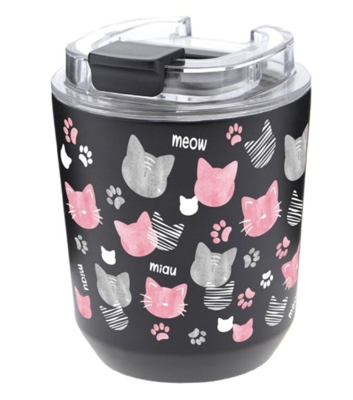 VASO TAZA TÉRMICA GATOS LOVELY STORY MIAU ACERO INOXIDABLE 