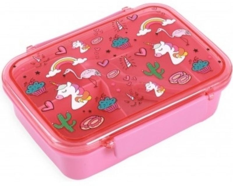 FIAMBRERA I DRINK UNICORNIO INFANTIL LUNCH BOX porta alimentos con separador y cubiertos 