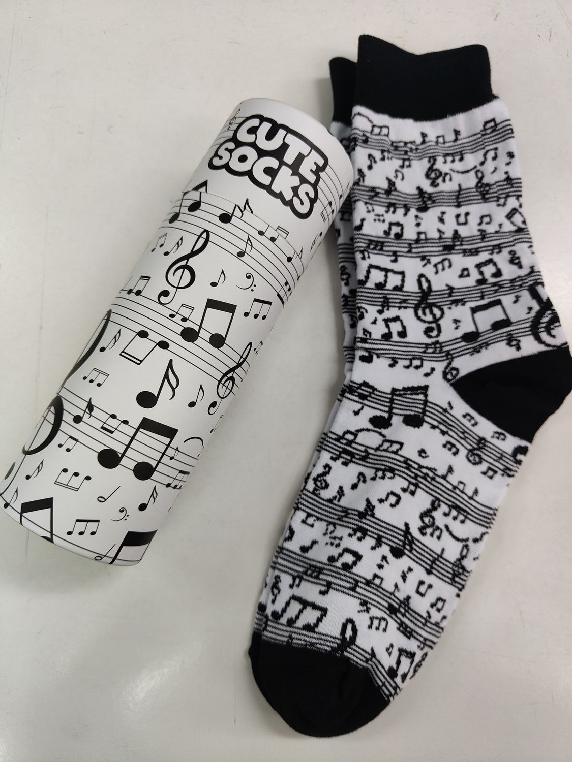 CALCETINES NOTAS MUSICALES I TOTAL UN PAR TALLA ÚNICA 