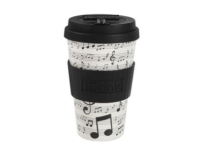 TAZA BAMBÚ MÚSICA NOTAS MUSICALES I DRINK vaso 435ml con tapa MUSIC 