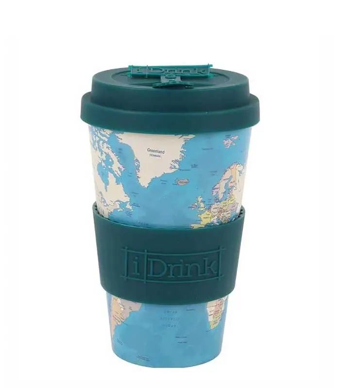 TAZA BAMBÚ MAPA 435 ML VASO REUTILIZABLE CON TAPA 