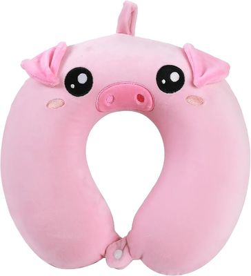 COJÍN CERVICAL CERDO I TOTAL ALMOHADA VIAJE CERDITO ROSA peluche 