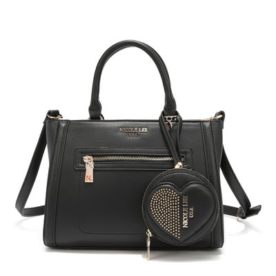 BOLSO BANDOLERA NICOLE LEE NEGRO CON MONEDERO EXTERIOR 