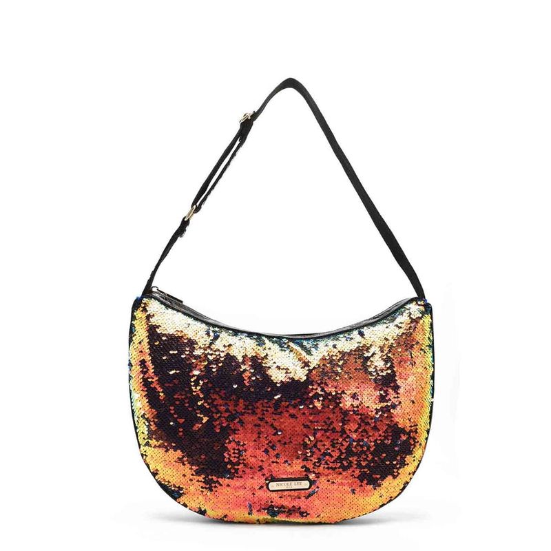 BOLSO BANDOLERA NICOLE LEE BRONCE GRANDE LENTEJUELAS BRONZE 