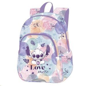 MOCHILA STITCH PASTEL TRES CREMALLERAS CON LLAVERO COOLPACK 