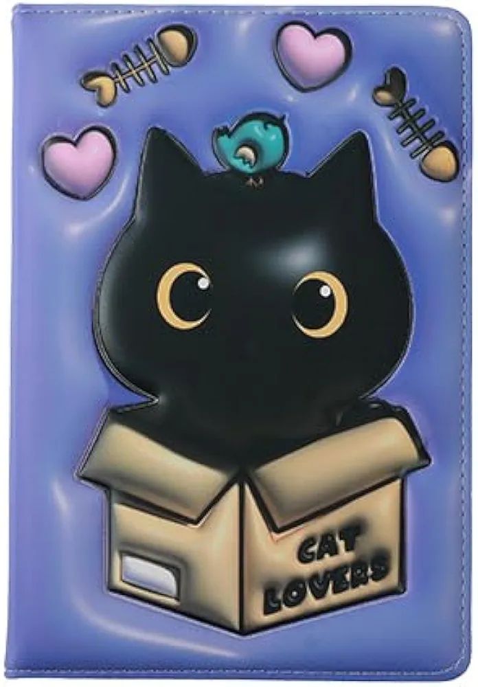 CUADERNO 3D ACOLCHADO A5 GATO NEGRO I TOTAL libreta SQUISHY divertida páginas blancas 