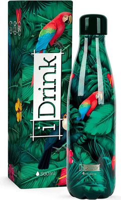 BOTELLA TÉRMICA 1000ML TROPICAL LOROS I DRINK ACERO INOXIDABLE 1 LITRO 