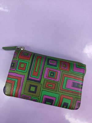 MONEDERO TRIPLE CUADROS MULTICOLOR PORTAMONEDAS TRES COMPARTIMENTOS PIEL BELMONTE 