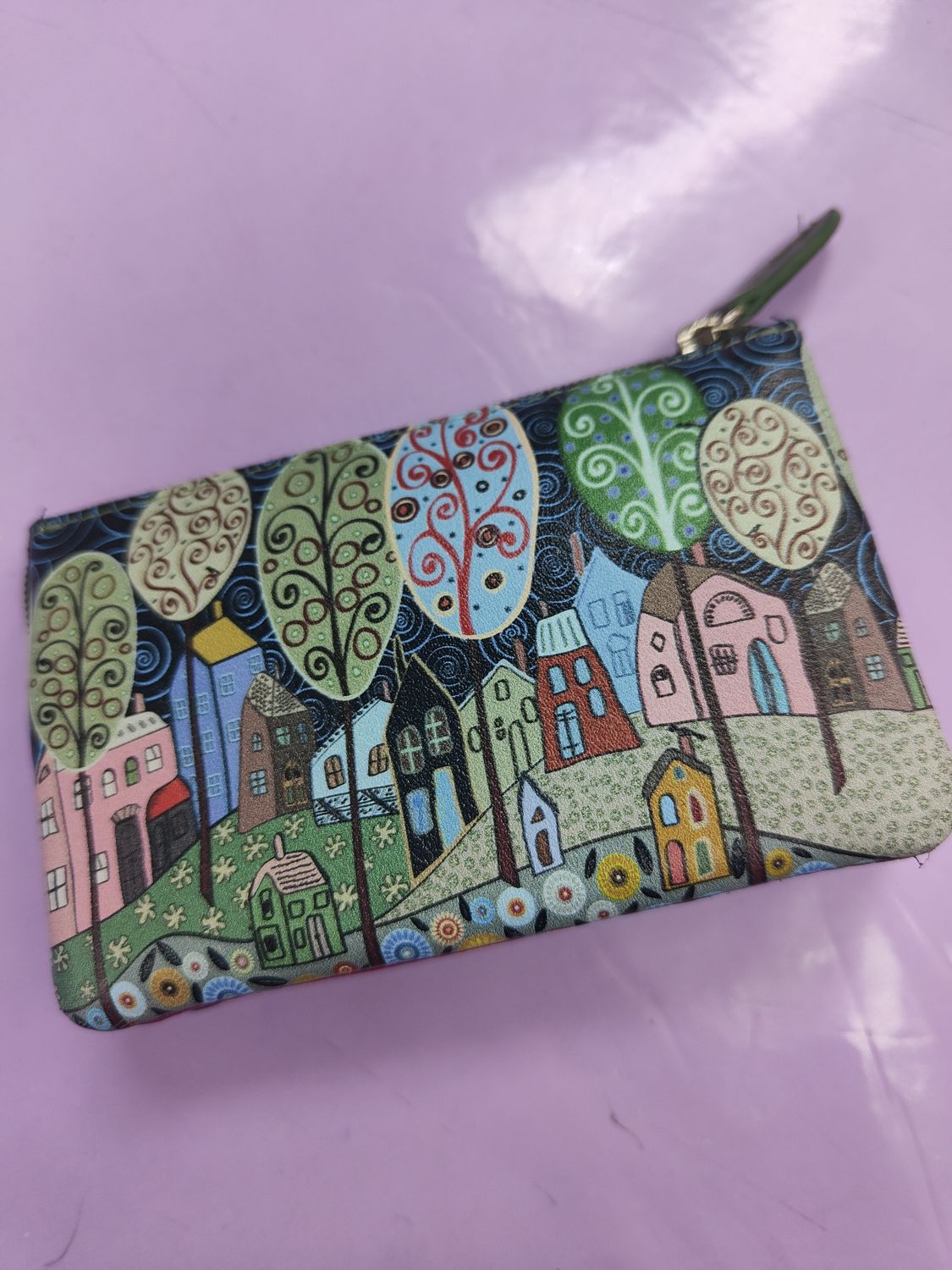 MONEDERO TRIPLE ÁRBOL DE LA VIDA PIEL BELMONTE AZUL MARINO 
