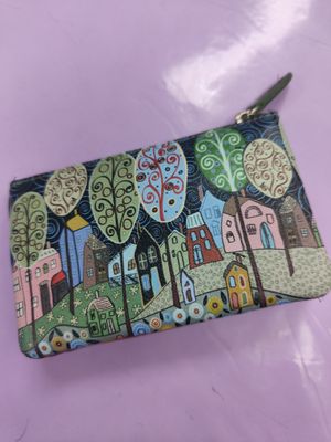 MONEDERO TRIPLE ÁRBOL DE LA VIDA PIEL BELMONTE AZUL MARINO 