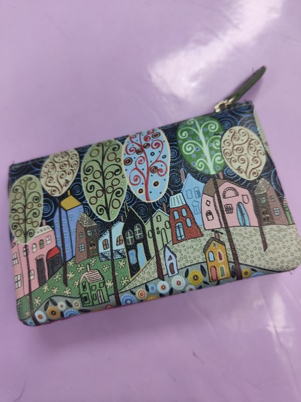 MONEDERO TRIPLE ÁRBOL DE LA VIDA PIEL BELMONTE AZUL MARINO 