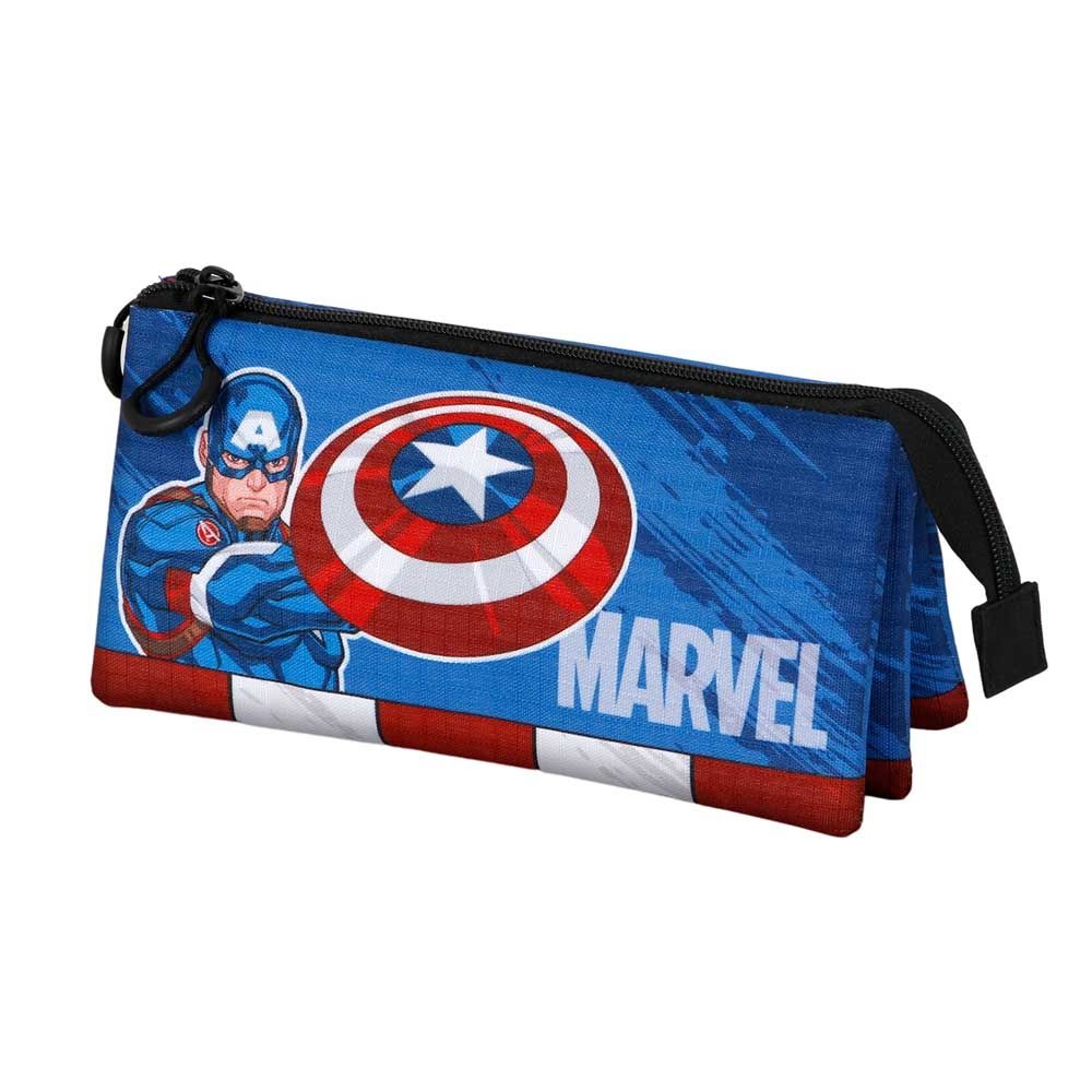 ESTUCHE TRIPLE CAPITÁN AMÉRICA MARVEL TRES COMPARTIMIENTOS KARACTERMANIA 