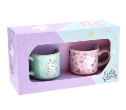 SET DE 2 TAZAS MINI UNICORNIO Y GATO LOVELY STORY TACITAS 