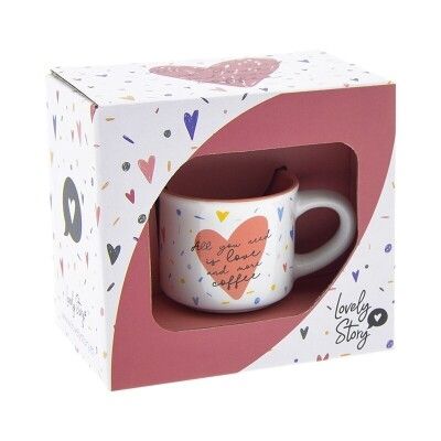 TAZA MINI CORAZÓN 50 ML LOVELY STORY TACITA ROMÁNTICA BLANCA ENAMORADOS SAN VALENTÍN 