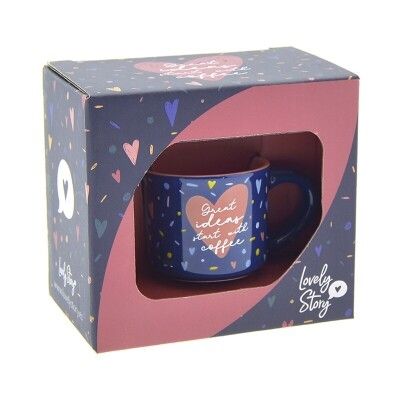 TAZA MINI CORAZÓN 50 ML LOVELY STORY TACITA ROMÁNTICA AZUL AMOR ENAMORADOS SAN VALENTÍN 